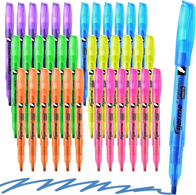 Cgerma Assorted Colors Fluorescent Highlighters, 36 Pack, Chisel Tip Colored Highlighter Bulk, Quickly Drying, Perfect for Students Adults Classroom, School, Office, Bible Study - Image 1